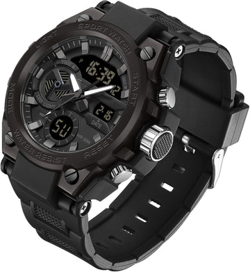 Findtime Mens Watches Military Tactical Watch for Men Digital Sports Electronics Relojes para Hombres Outdoor Stopwatch Waterproof Large Face Dual Dial Time Blue